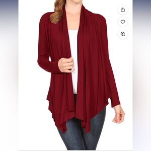 Elegant Burgundy Open Front Cardigan